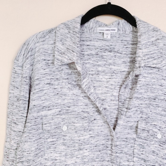 James Perse | Heather Gray Collar Button Down Top - Picture 6 of 6